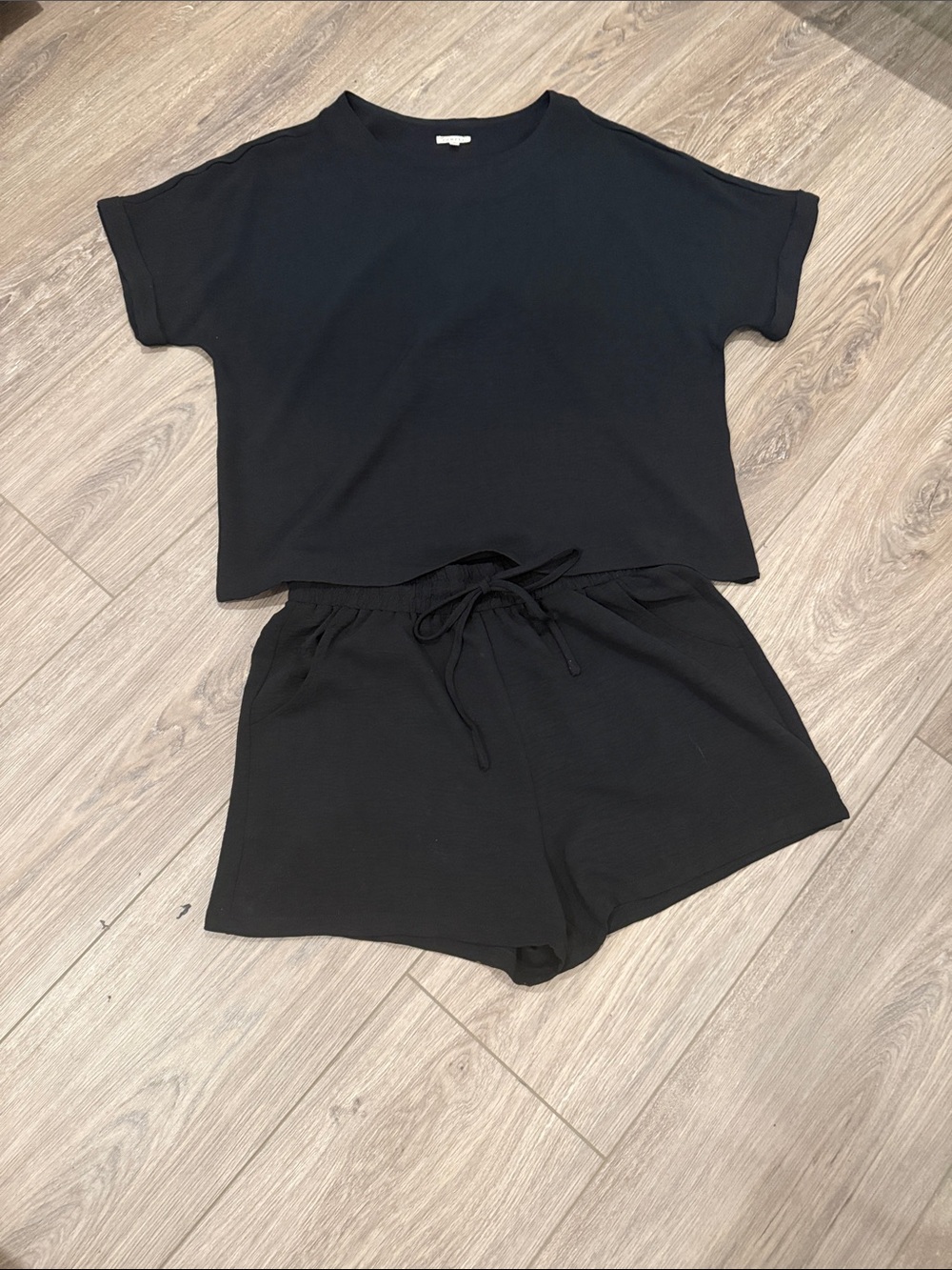 JODIFL Black Drawstring Athletic Lounge Shorts